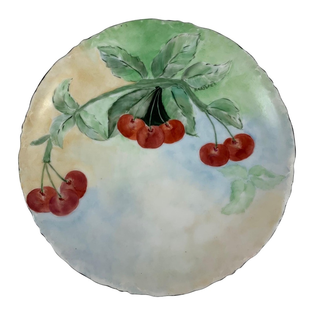 Antique Rosenthal Versailles Bavaria Hand Painted Cherry Plate Signed Railsback